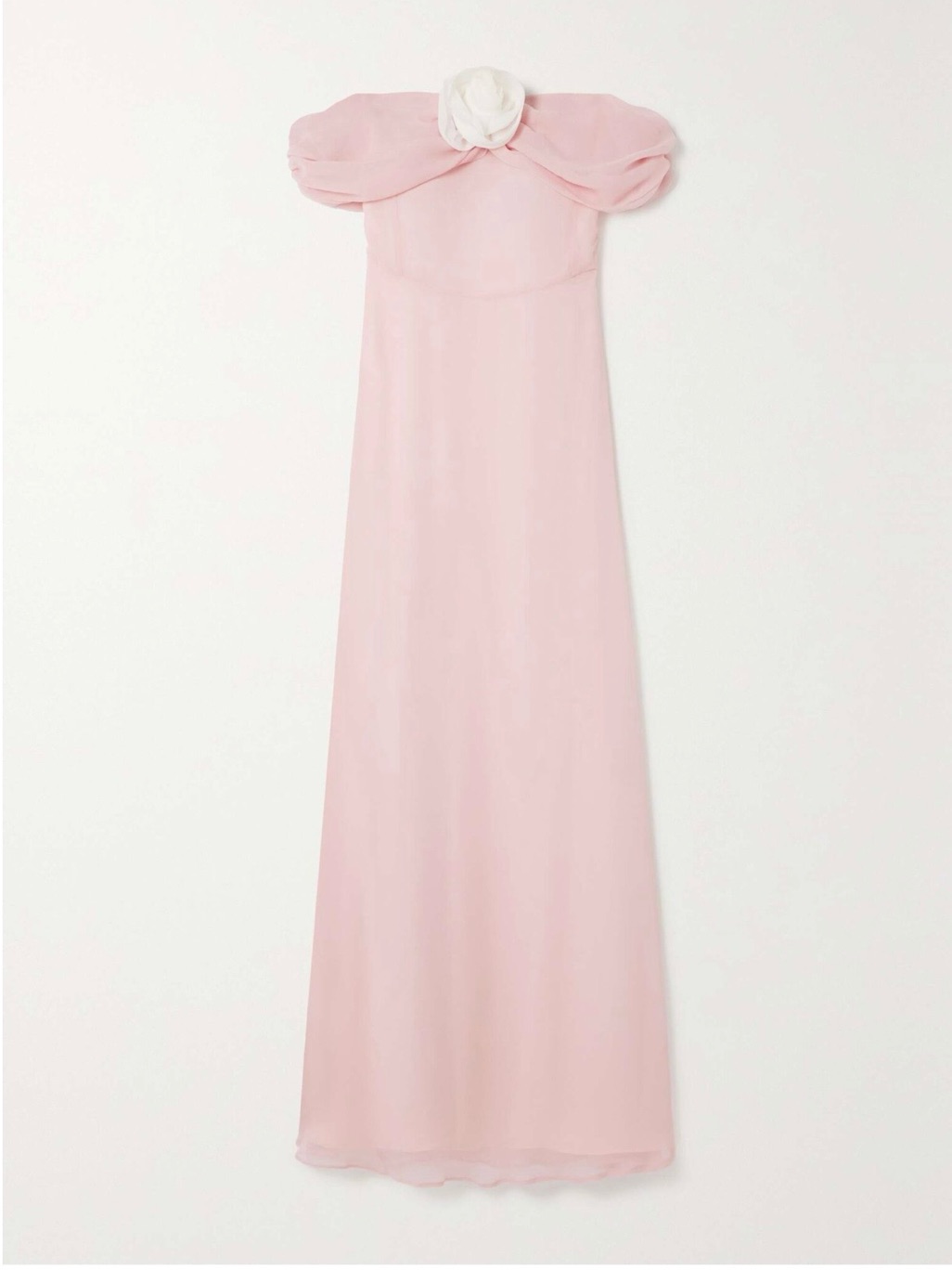 Bernadette Blair Off-The-Shoulder Appliqud Silk-Georgette Maxi Dress Sz 36 Nwt